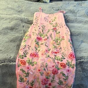 Lulu's Pink Floral Embroidered Dress